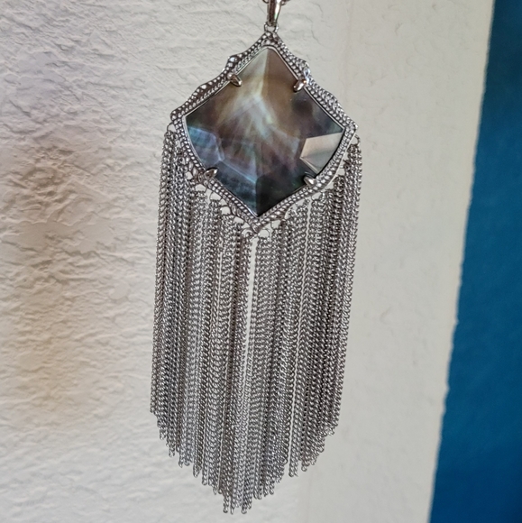 NWT Kendra Scott Set Black Mother of Pearl in Silver Gorgeous coloring ! - Picture 9 of 16